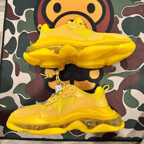 Balenciaga Triple S Yellow Chunky Sneakers - Picture 4 of 8